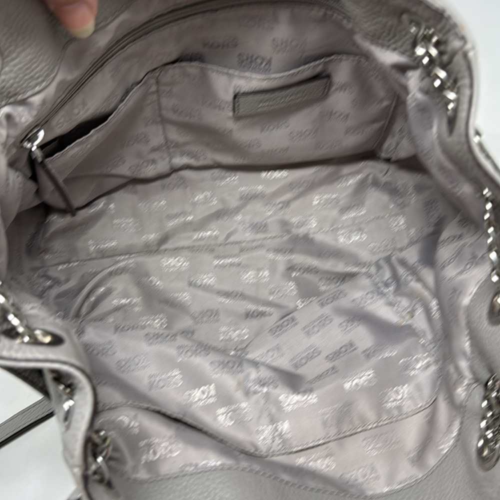 Michael Kors Jet Set Chain Gray Pebbled Leather Shoulder Bag - Picture 7 of 13